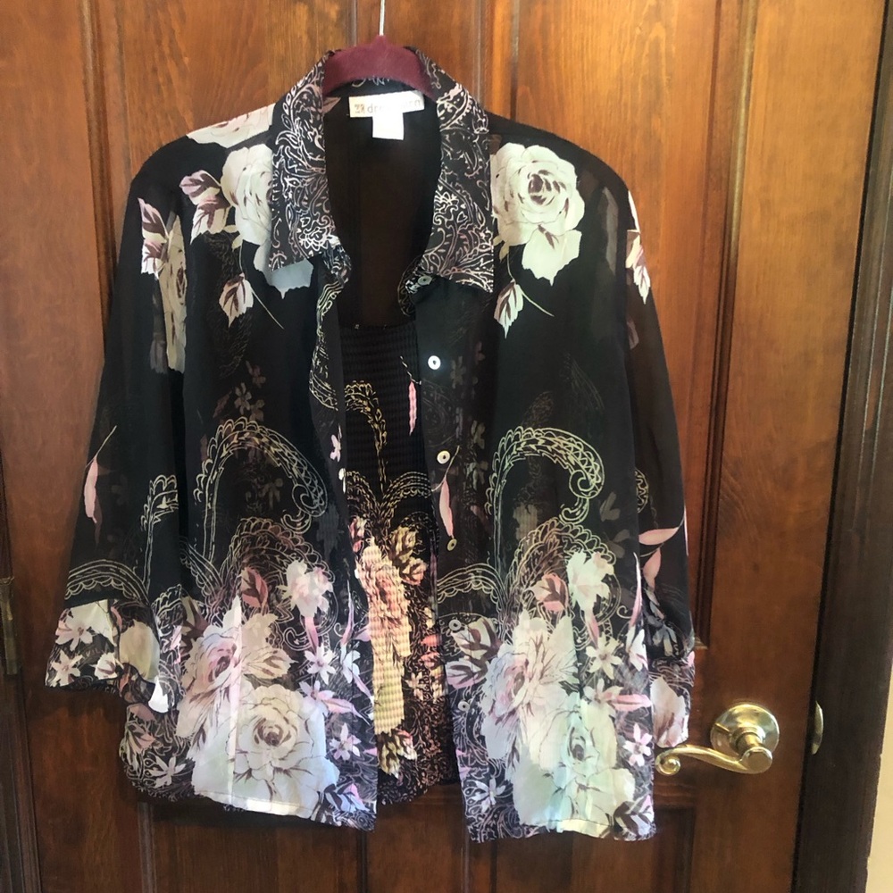 Women’s Dress Barn Floral Cami and 3/4 Sleeve Blouse Set Size L